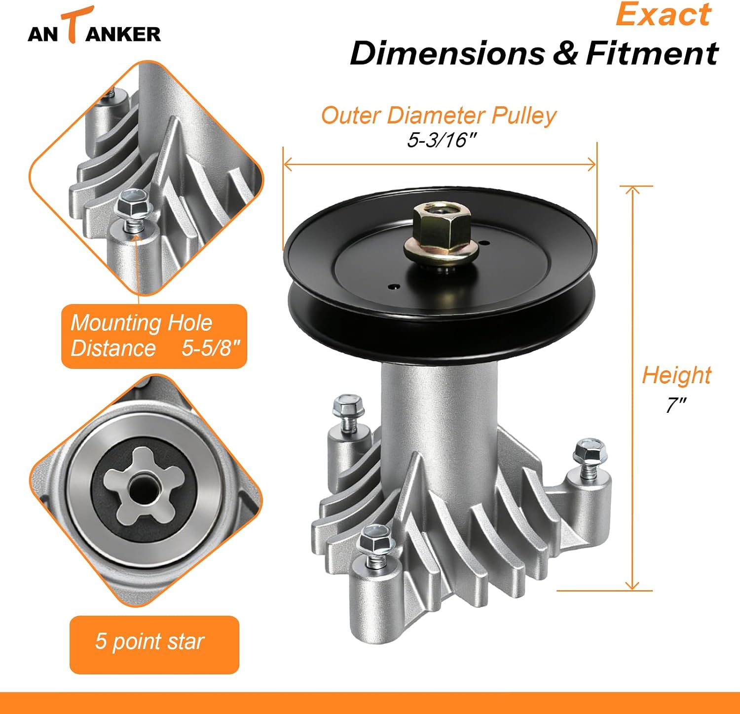 130794 Spindle Assembly 153535 Pulley Replaces for Craftsman LT1000 LT2000 Compatible with Poulan AYP HU 532130794