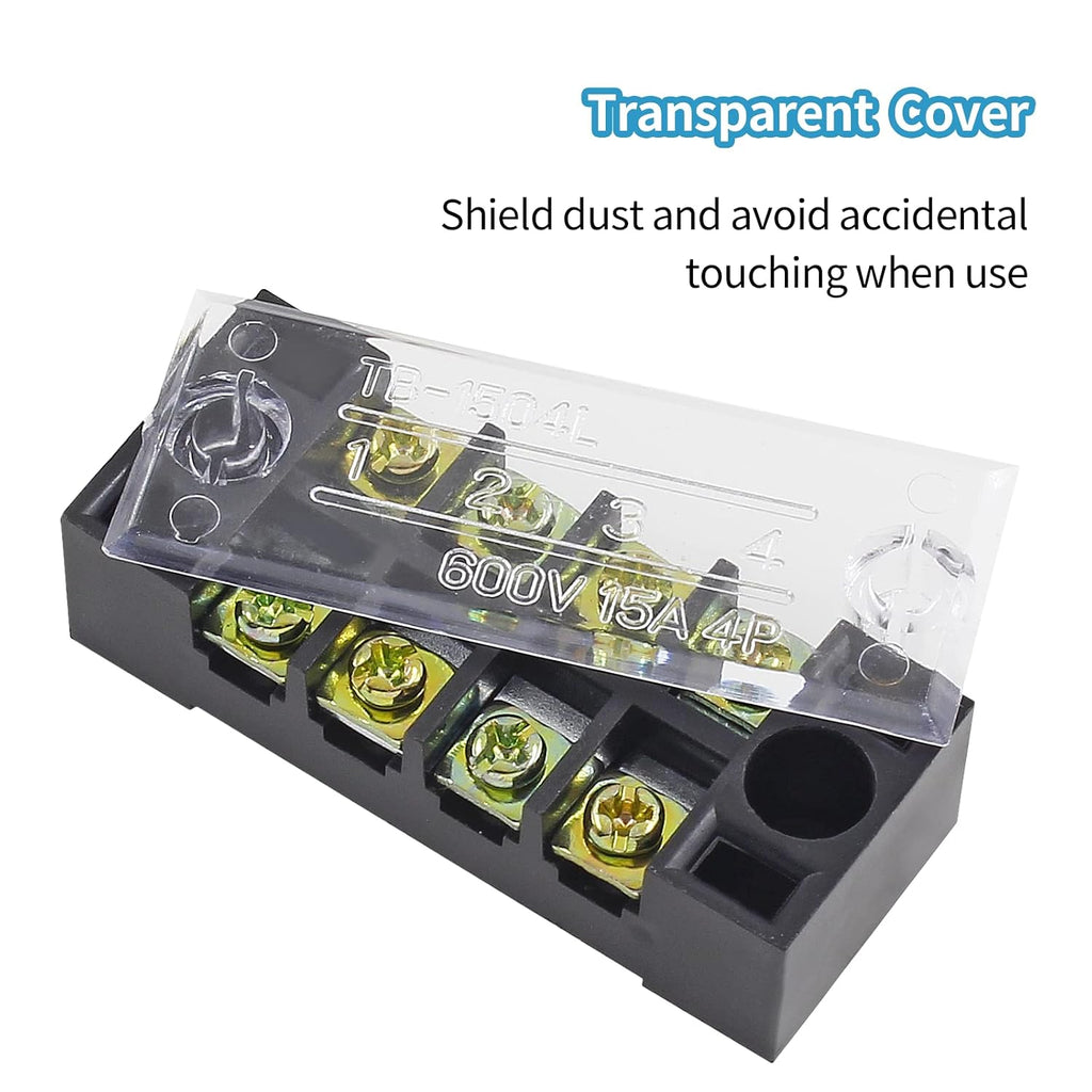 5Pcs Dual Row Screw Terminal Block 4 Position 15A 600V
