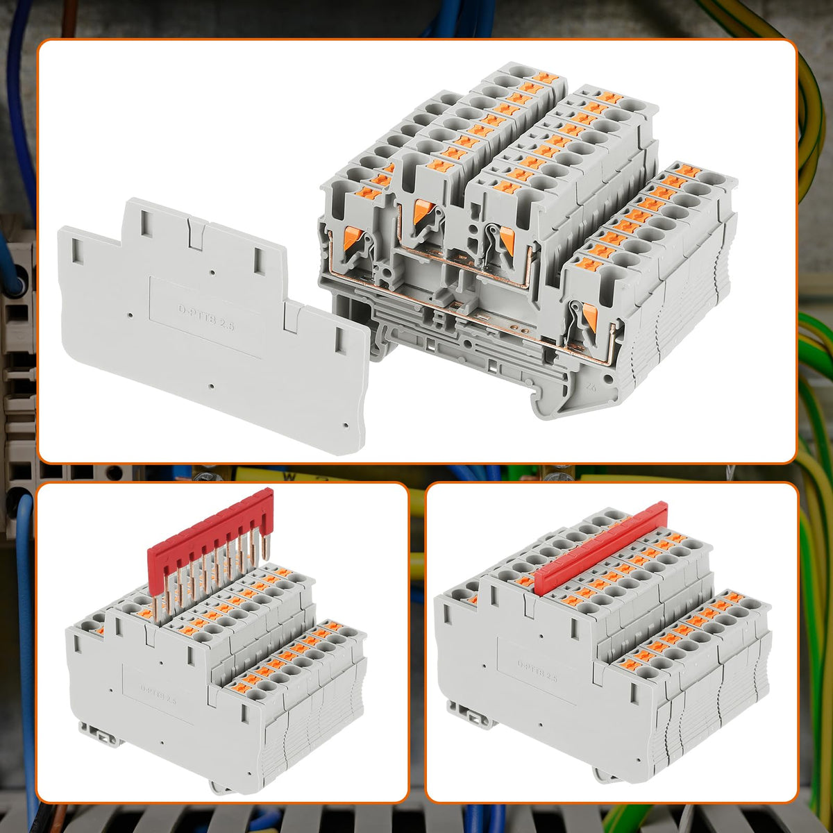Din Rail Terminal Block,ST2-2.5/2-2,Push-in,Gray,56 Pcs