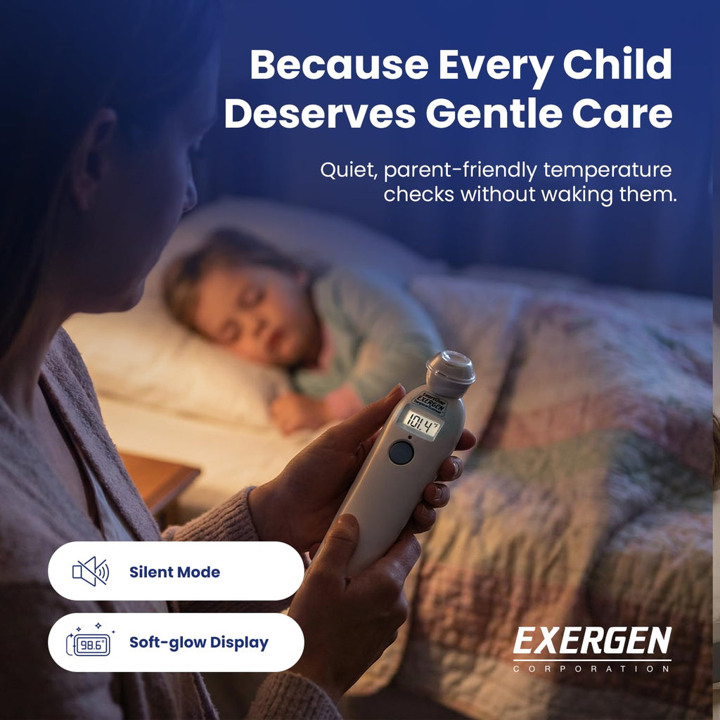 TAT-2000C Temporal Artery Thermometer for Kids, Newborns & Adults, Soft Glow Display, Silent Mode, 9V Battery Included