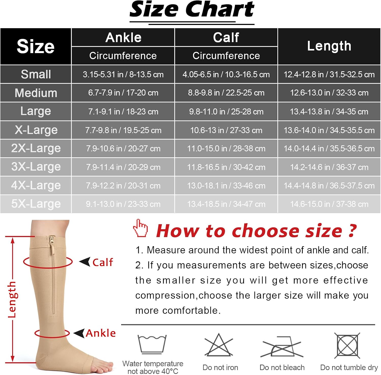 Zipper 20-30 mmHg Compression Socks for Women & Men, Knee High Open Toe