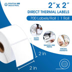 2" X 2" Square Direct Thermal Labels (700 Count, 1 Roll)