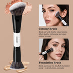 20Pcs Black White Makeup Brushes Set Professional with Case Premium Synthetic for Foundation Concealer Blush Eye