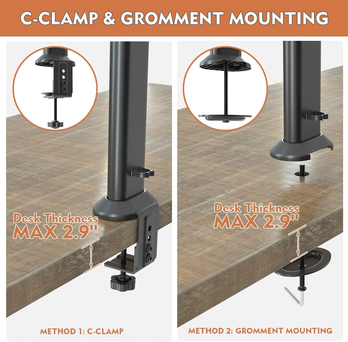Single Desk Monitor Arm Mount Stand Fit for 13 inch to 32 inch Flat Curved Computer Screen with Swivel, Height