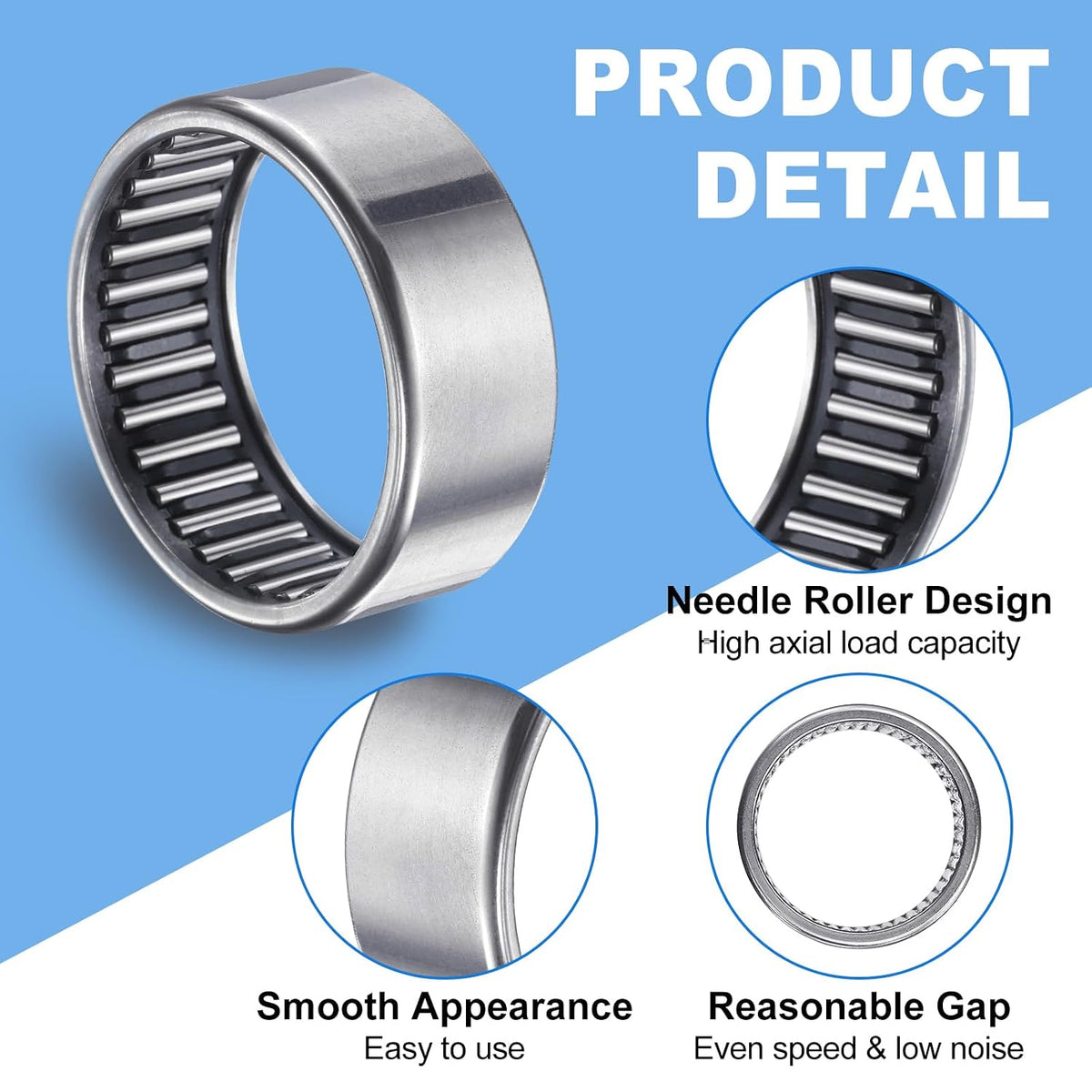 uxcell SCE1412 Needle Roller Bearings, Drawn Cup Open End, 7/8-inch Bore 1-1/8-inch OD 3/4-inch Width 27000N Static Load 16900N Dynamic Load 5pcs