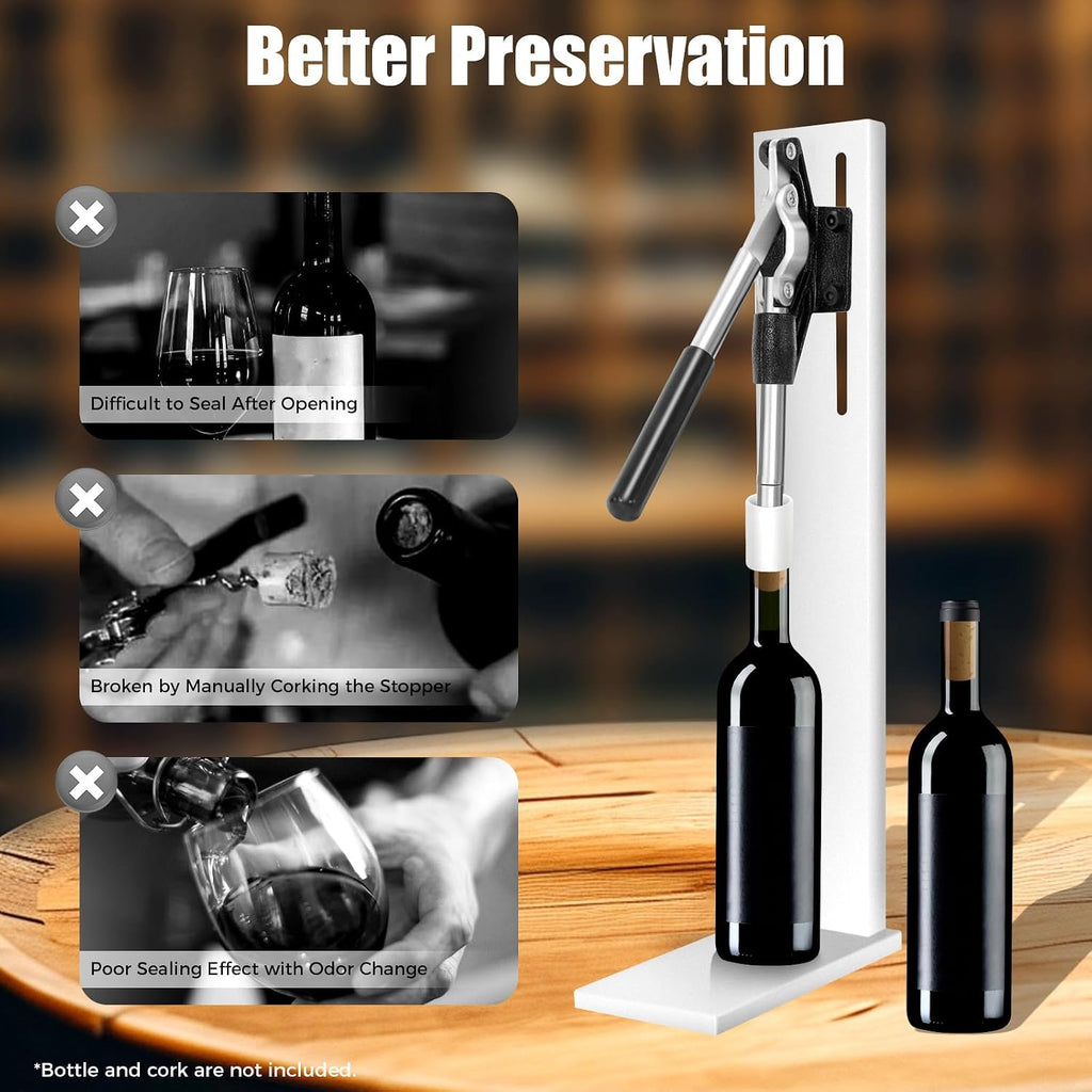 Manual Wine Bottle Corker, Stainless Steel Manual Wine Bottle Corking Machine Inserting Stopper Corking Tool w/ 2 POM