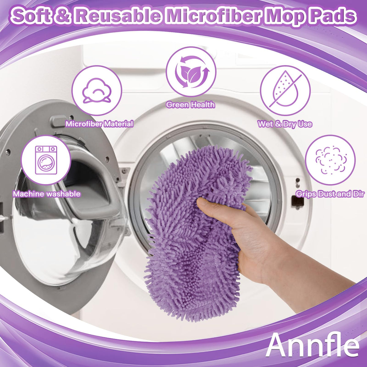 6 Pack Reusable Microfiber Mop Pads for Swiffer Sweeper Mop