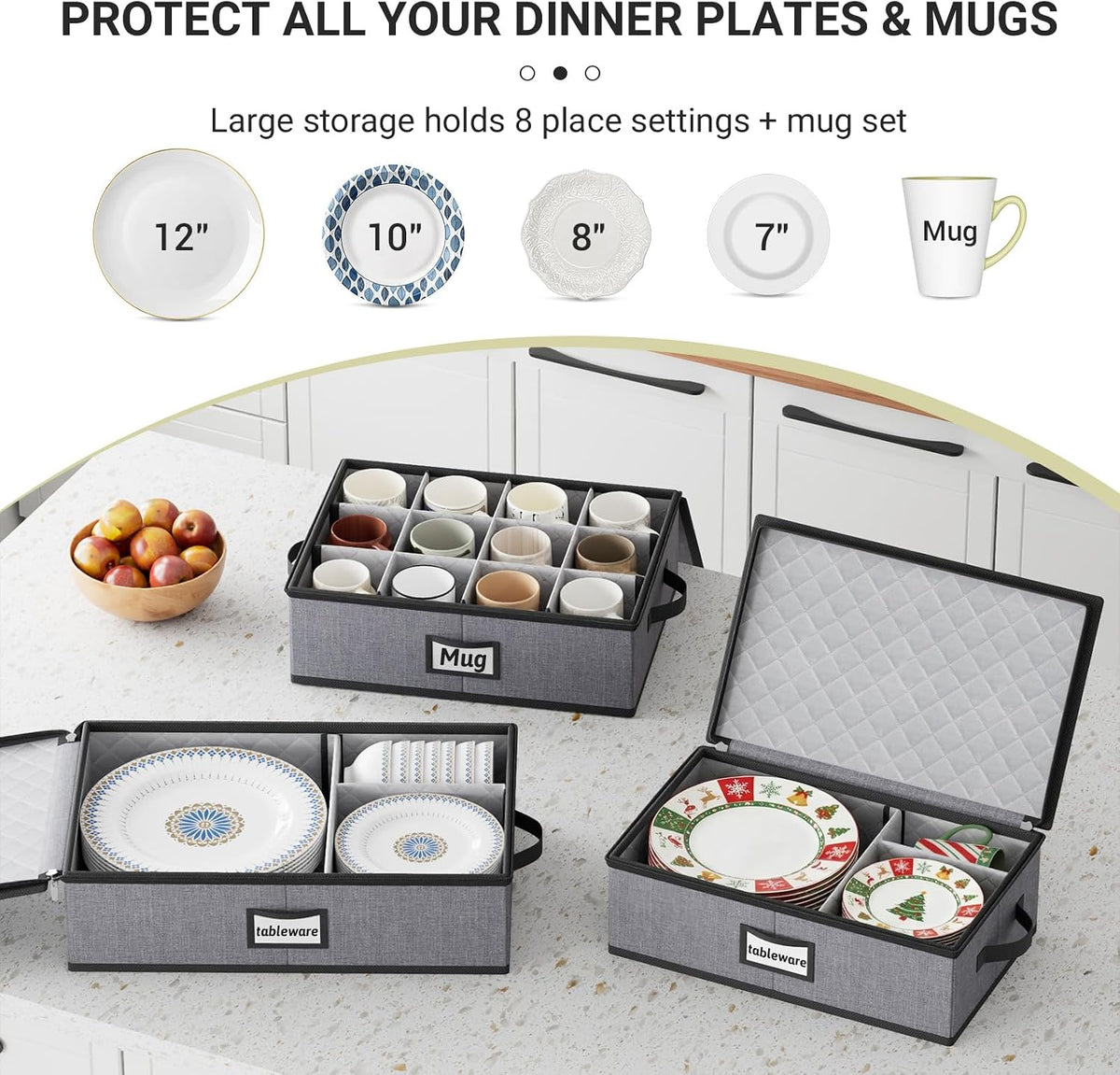 Large Capacity China Storage Containers Hard Shell Plate Storage Containers, Kitchen Packing Moving Boxes for Dishes
