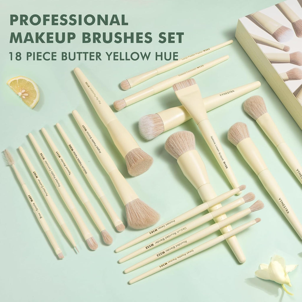 Buttery Blends Brush Set 18Pcs Face&Eye Makeup Brushes Set labeled