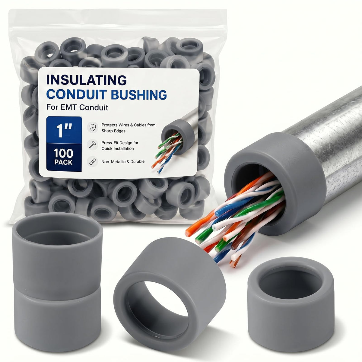 Pangda 50 Pcs 1 Inch EMT Insulating Conduit Bushing NEC Compliant