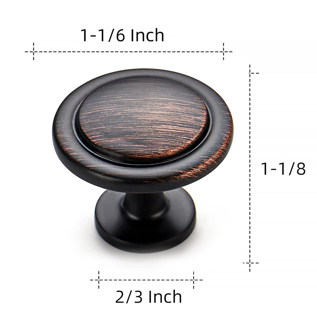 Oil Rubbed Bronze Round Cabinet Knobs,Zinc Pulls,1-1/4 Inch,30 Pack