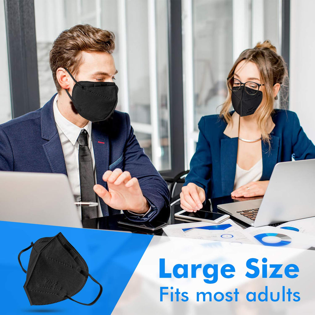 KN95 Face Mask Black 50 Pack, 5-Layer Filter Efficiency≥95% Face Masks