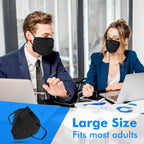 KN95 Face Mask Black 50 Pack, 5-Layer Filter Efficiency≥95% Face Masks