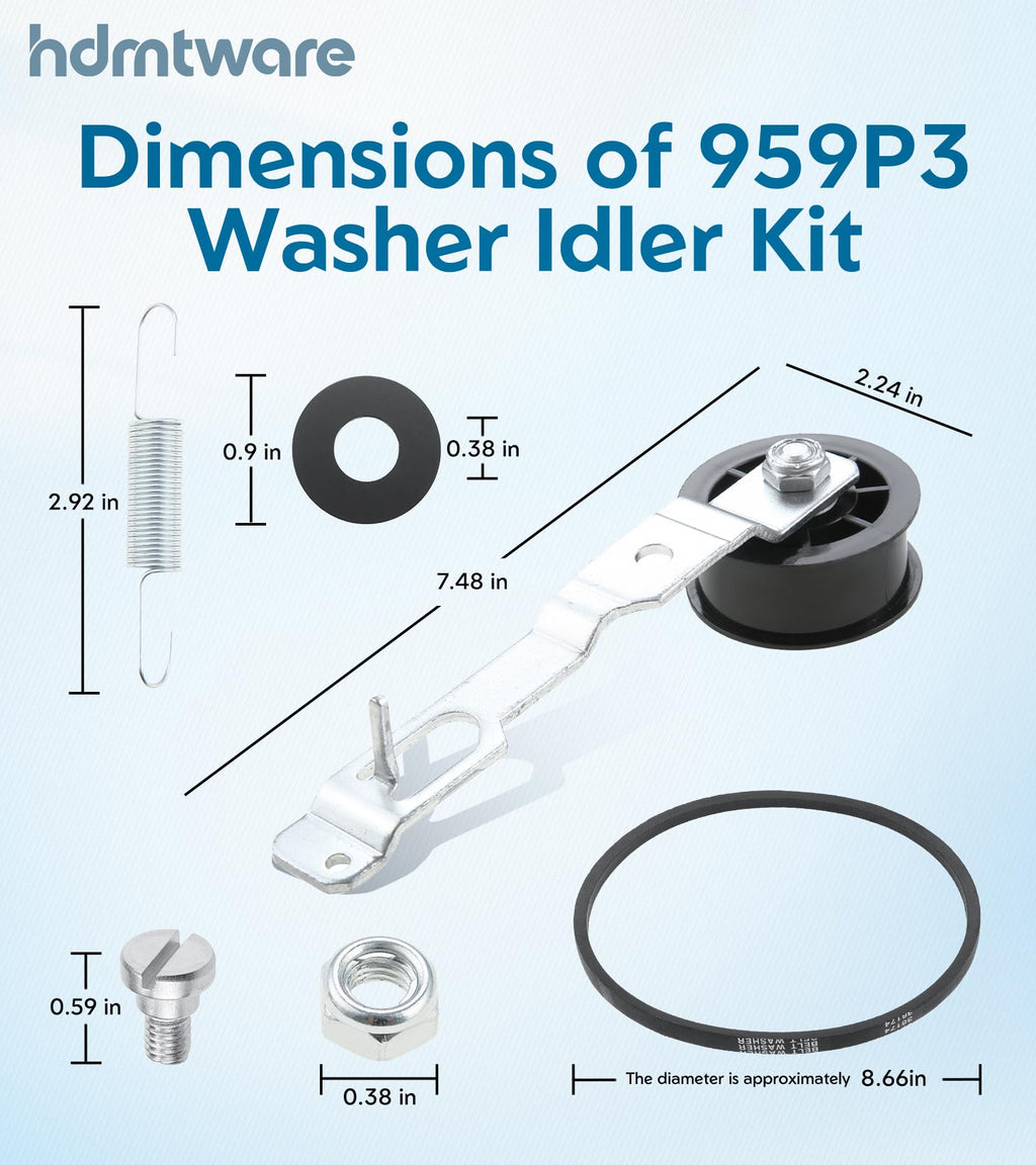959P3 Washer Idler Pulley Kit Replacement for Alliance Speed Queen