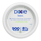 Dixie Basic 8.5 Inch Light-Weight Paper Plates By GP PRO, White, 500 Count (125 Disposable Plates Per Pack, 4 Packs