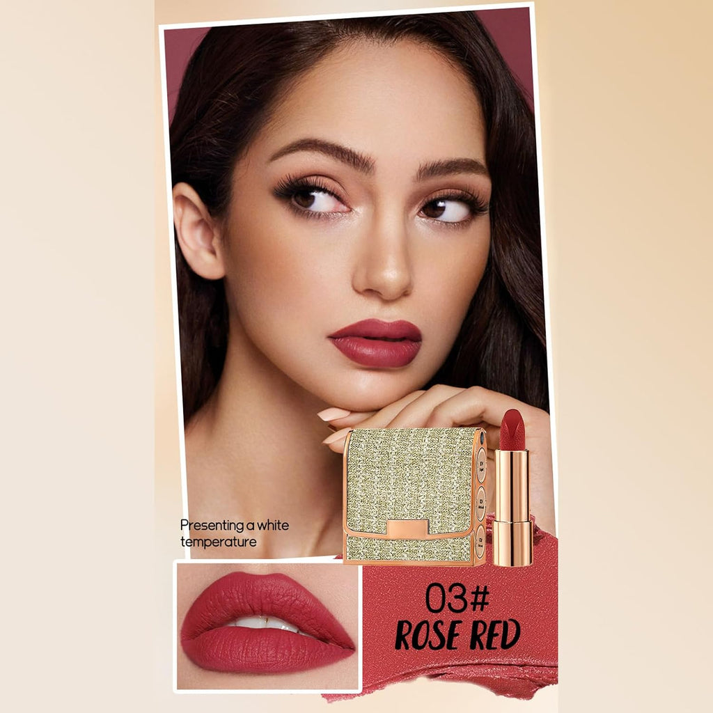 3 Colors Matte Lipstick Set Long Lasting Lip stick 24 hr Lip stick for Women Waterproof Non-sticky Multi-occasions