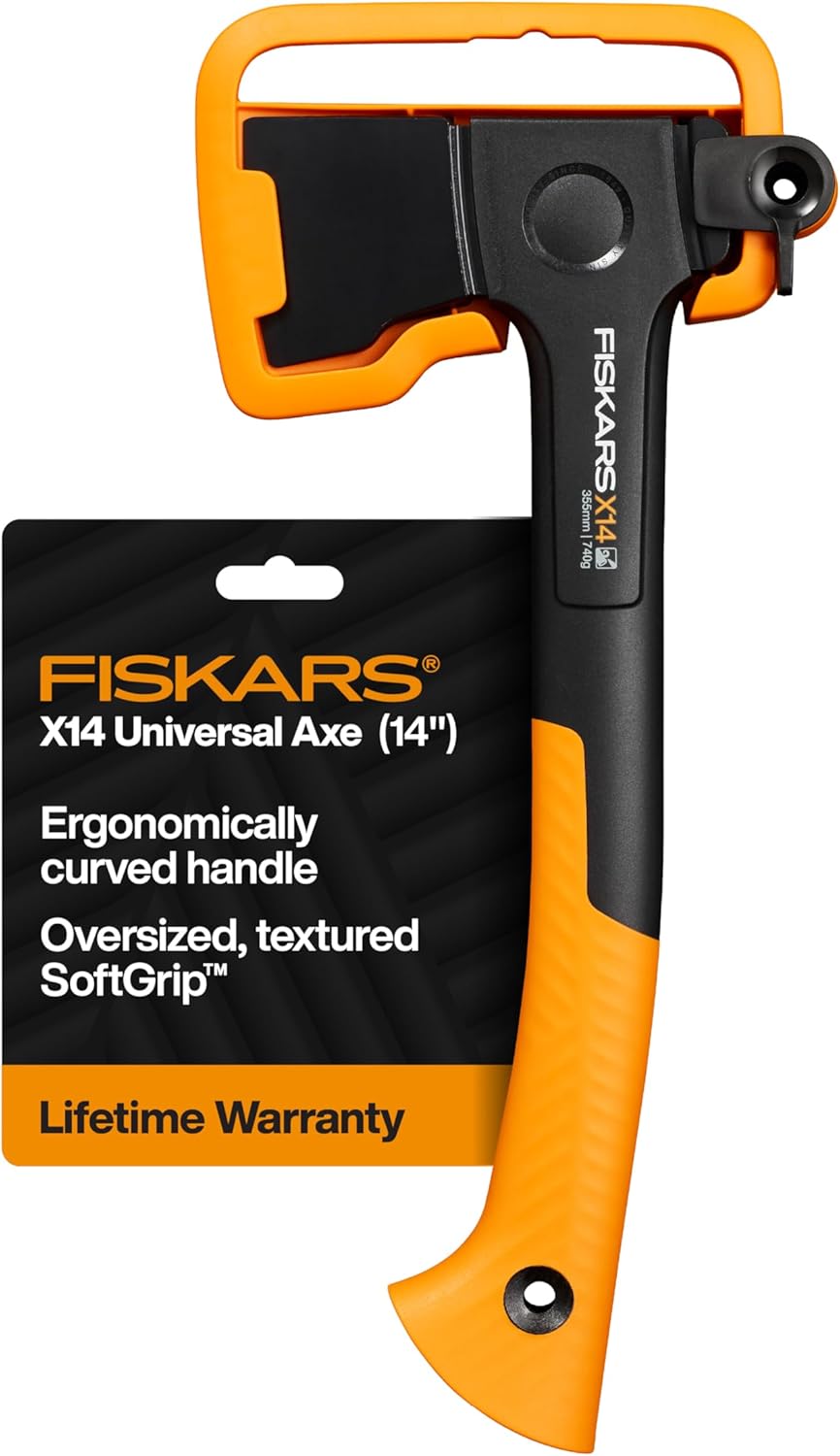 X14 Universal Axe 14", Camping Hatchet for Chopping Wood Kindling | Improved Head Design, Low-Friction Coated Steel