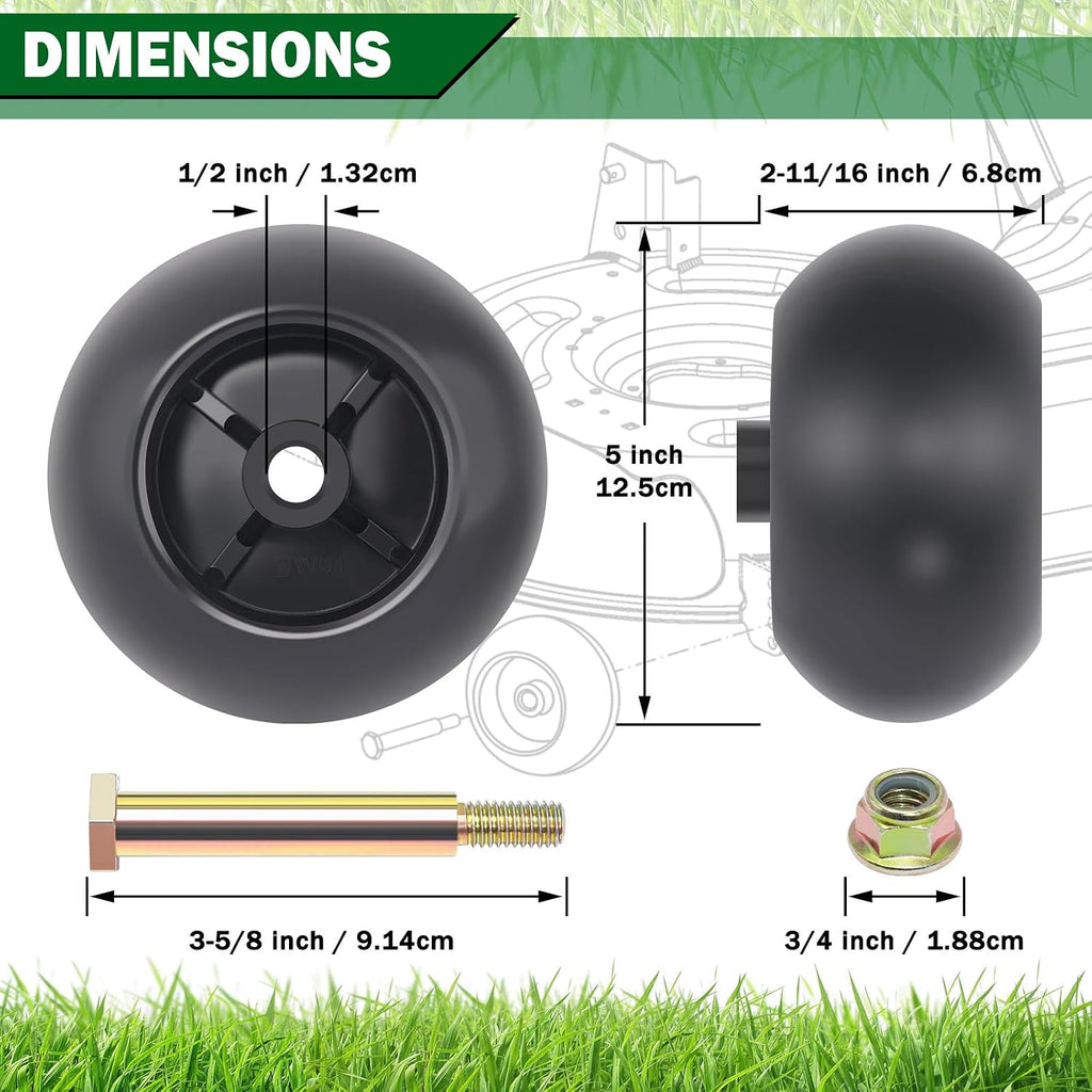 CheeMuii 2 Pack 753-04856A 5" Lawn Mower Deck Wheels Kit with Bolts & Nuts
