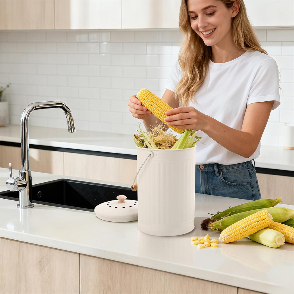 1.7 Gal Kitchen Compost Bin with Smell Proof Lid,Odorless Bin for Indoor Countertop,100% Rust Proof Compost Bucket