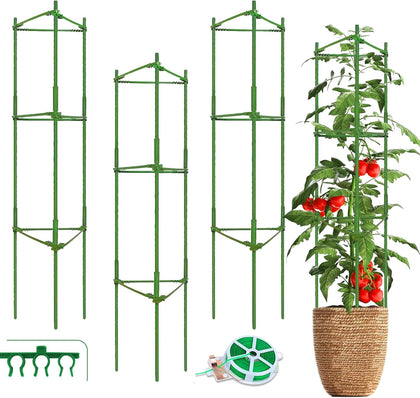 3 Pack Tomato Cages - Tomato Trellis Plant Support Stake Cage for Garden and Pots, Adjustable Tomato Plant Cage Tall