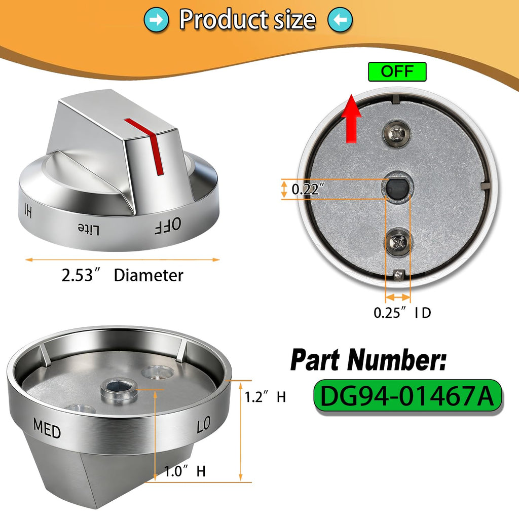 Upgraded DG94-04167A Fit for Samsung Stove Knob Replacement and DG94-03950A DG94-03955 Gas Stove Knobs Models NX60A6111SB/AA NX60A6315SS/AP etc for Samsung Gas Stove Electric Stove knobs