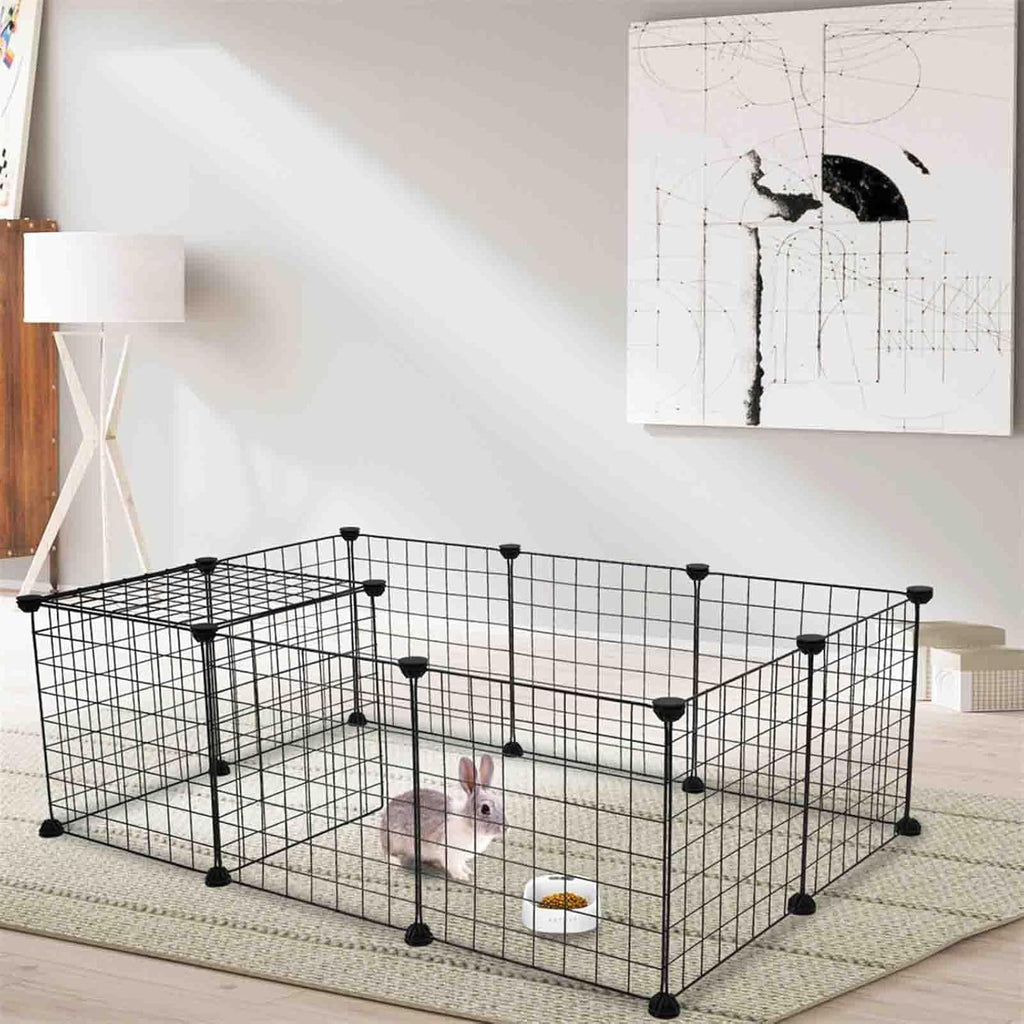 Metal Panel Pet Playpen, DIY Expandable Design for Various Small Animals, Indoor Portable Metal Wire Yard Fence, Easy