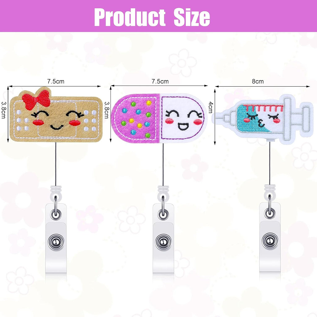 Nurse Felt Badge Reels Cute Nursing Medical Retractable Badge Holder Nursing Student Gifts for Nurses, Doctor