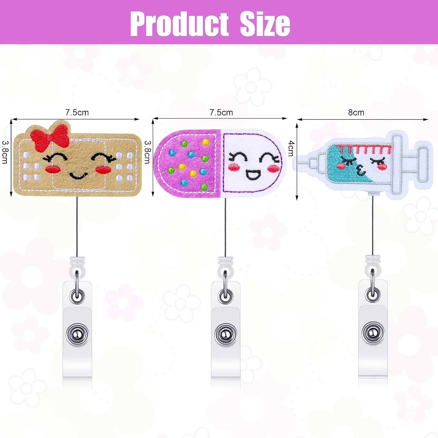 Nurse Felt Badge Reels Cute Nursing Medical Retractable Badge Holder Nursing Student Gifts for Nurses, Doctor