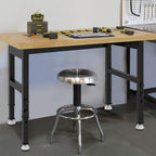 48'' Adjustable Workbench, Solid Wood Work Bench Table, Metal Tool Bench Work Bench for Garage, Large Load Capacity