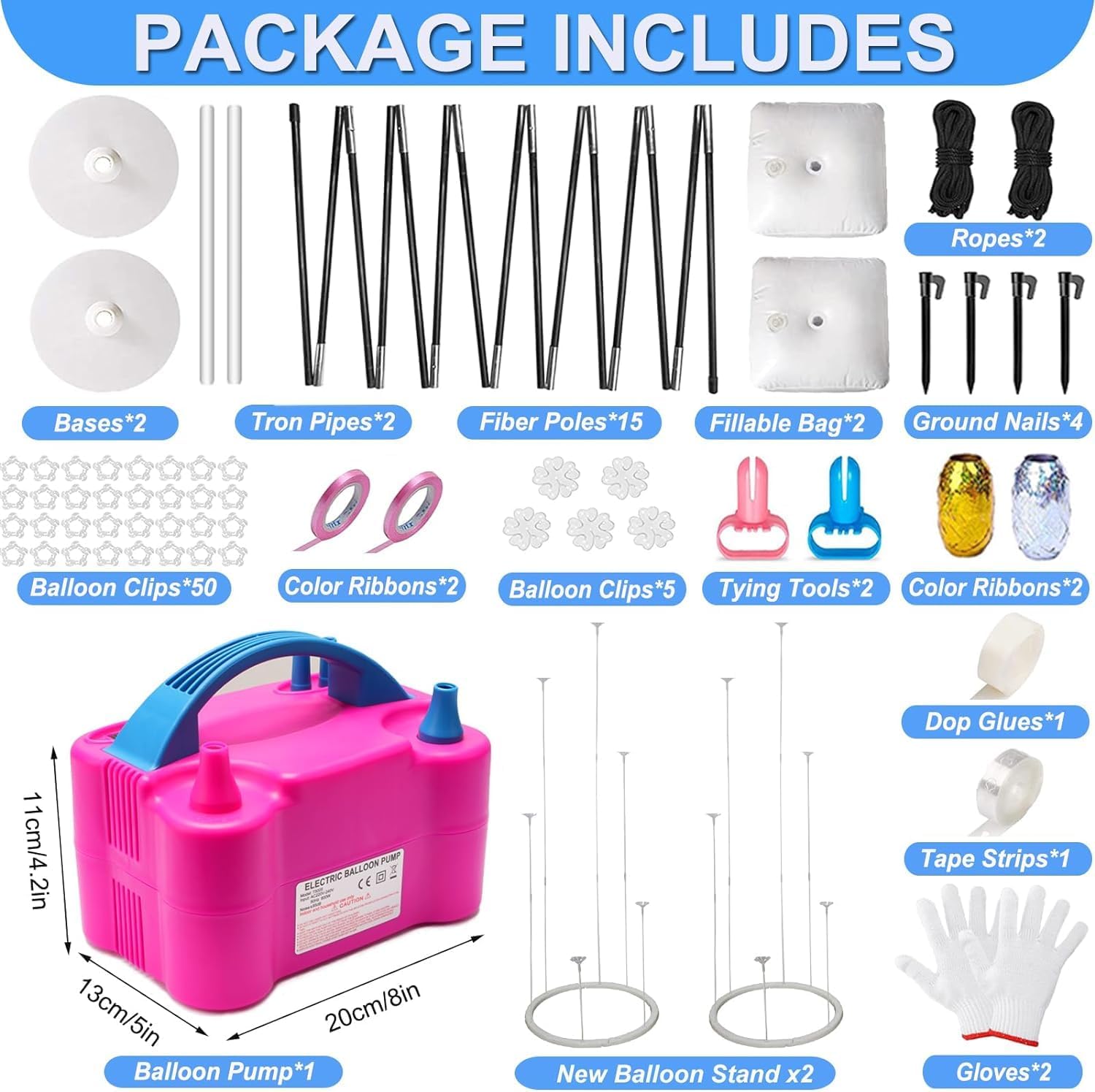Balloon Arch Kit and Balloon Pump, 10FT Width 9FT Height Adjustable Balloon Arch Stand with NEW DESIGNED 2 Balloon