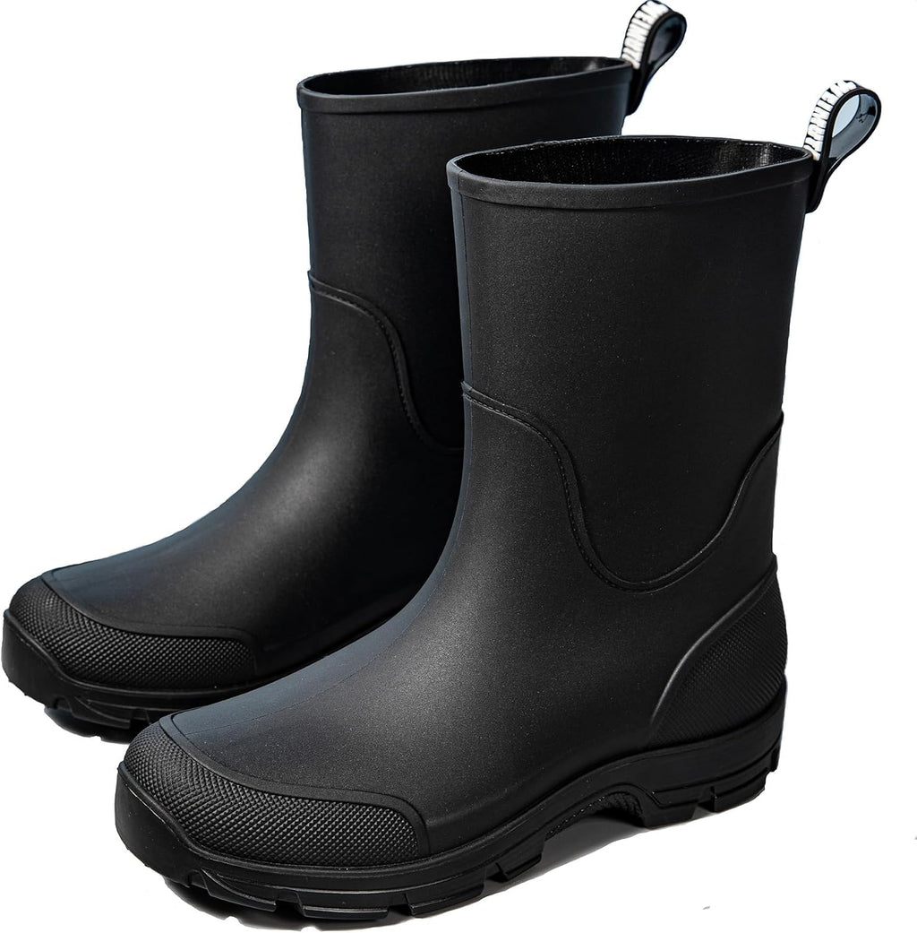 Mid Calf Garden Rain Boots for men and women,Waterproof Outdoor shoes Slip Resistant Fashion Boots