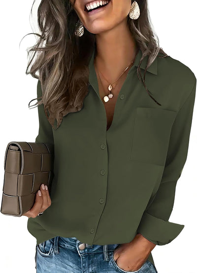 Button Down Shirts for Women Long Sleeve Blouse Dressy Casual Tops