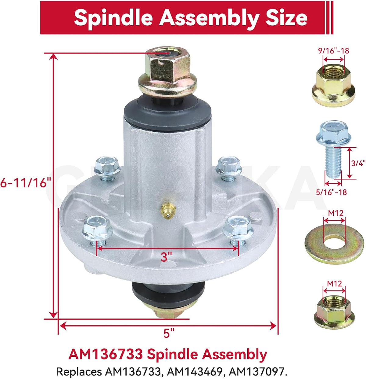 GELASKA 2Pack AM136733 Spindle with UC26511 Pulley for John Deere X300 Z225