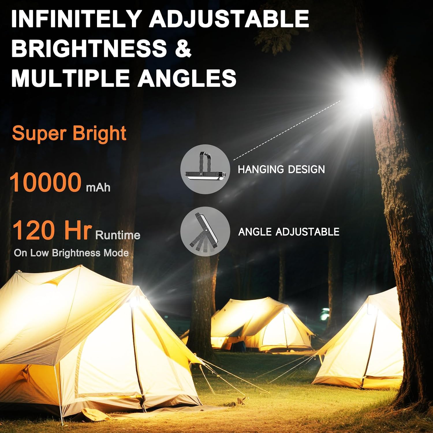 Camping Lantern LED Rechargeable - up to 120+ Hours, 10000mAh Portable Camping Lights with Redlight &12 Light Modes
