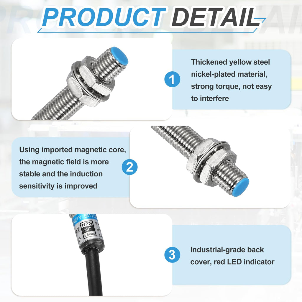 MECCANIXITY Inductive Proximity Sensor, NPN NC M8 1.5mm Approach Sensor