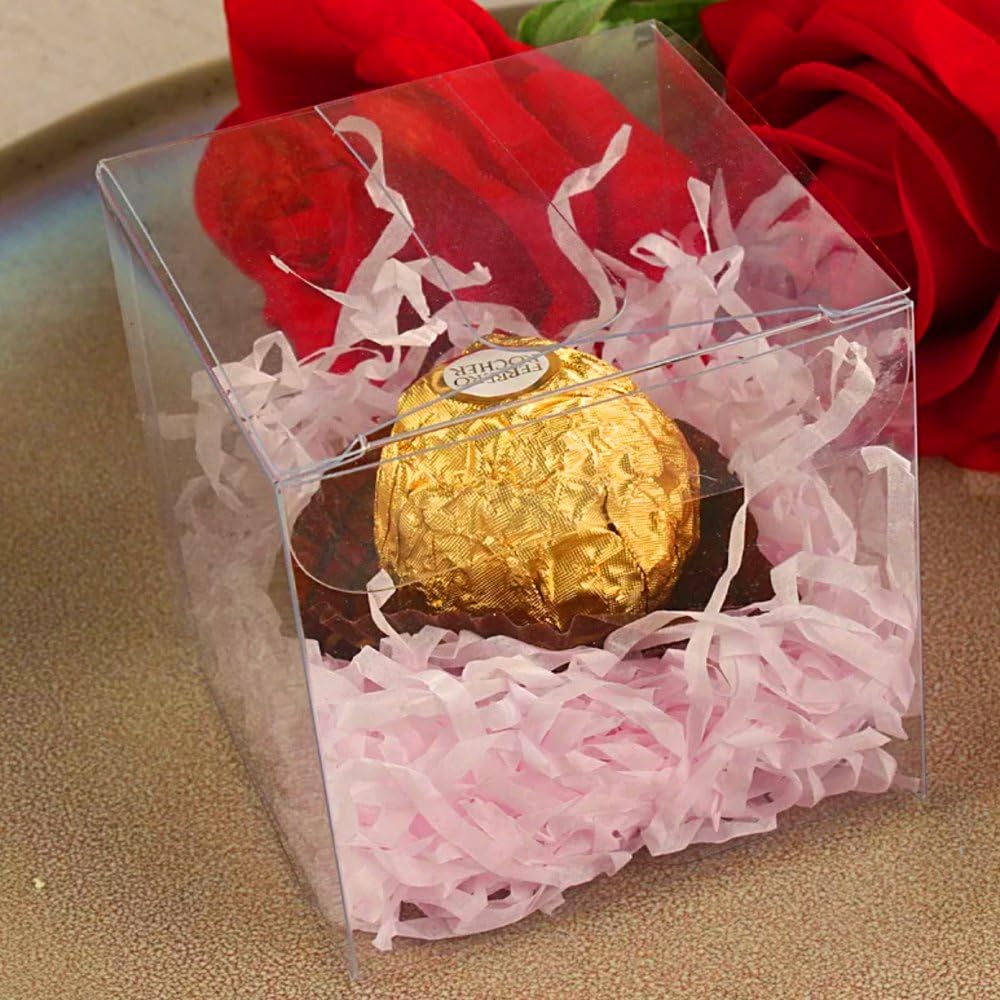 50 Pack Clear Favor Boxes 2"x2"x2" PVC Plastic Gift Boxes