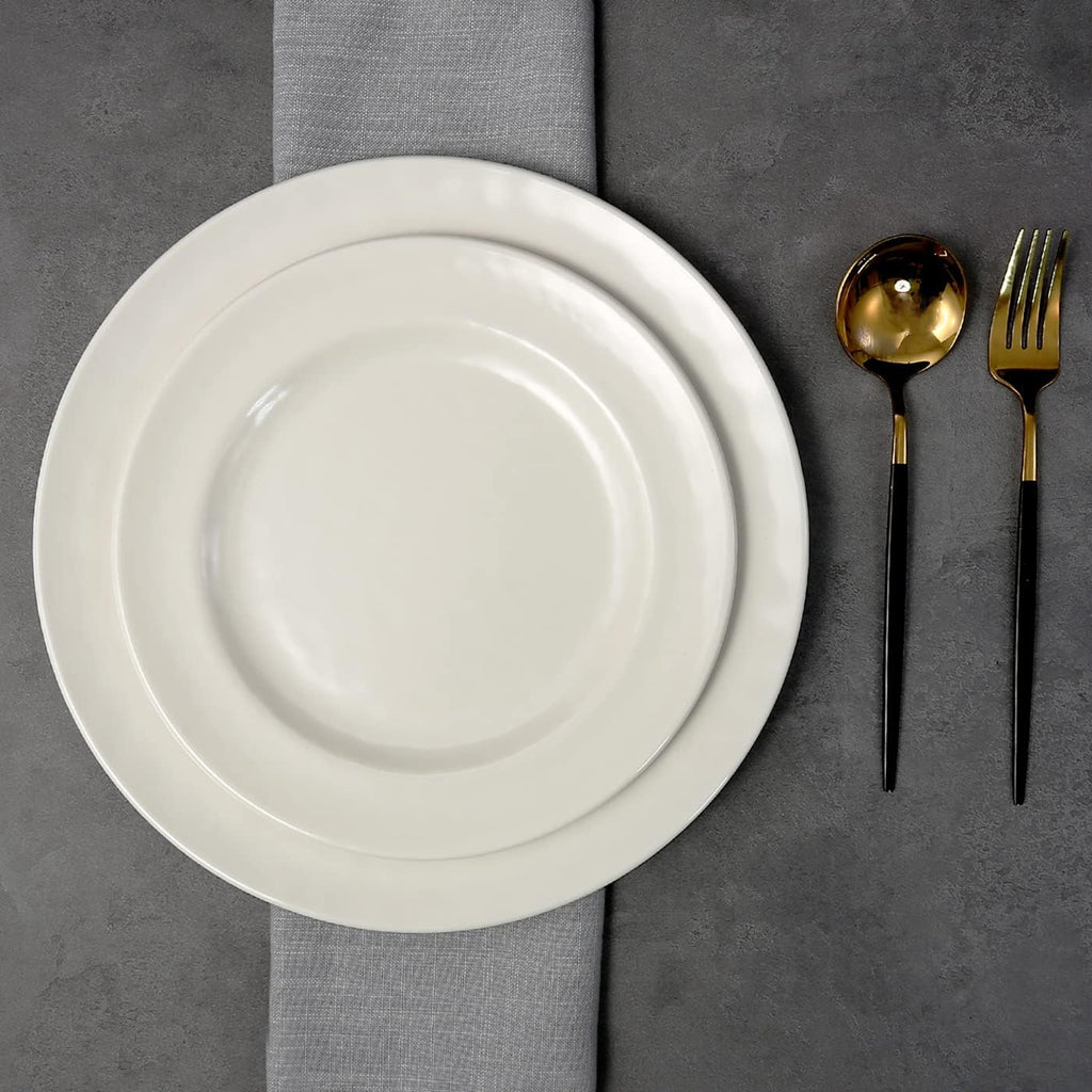 8.5" Melamine Round Dinner Plates, 6-Piece Plate Sets, Ivory
