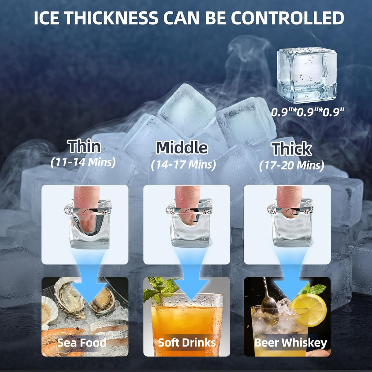 Commercial Ice Maker Machine, 400LBS/24H, 350LBS Storage