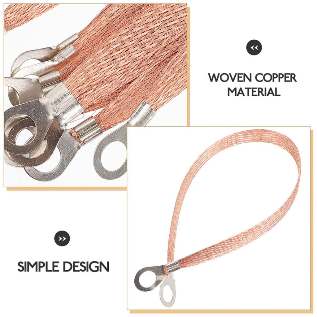 5pcs Ground Strap Copper Braided Battery Cable for Marine Bonding