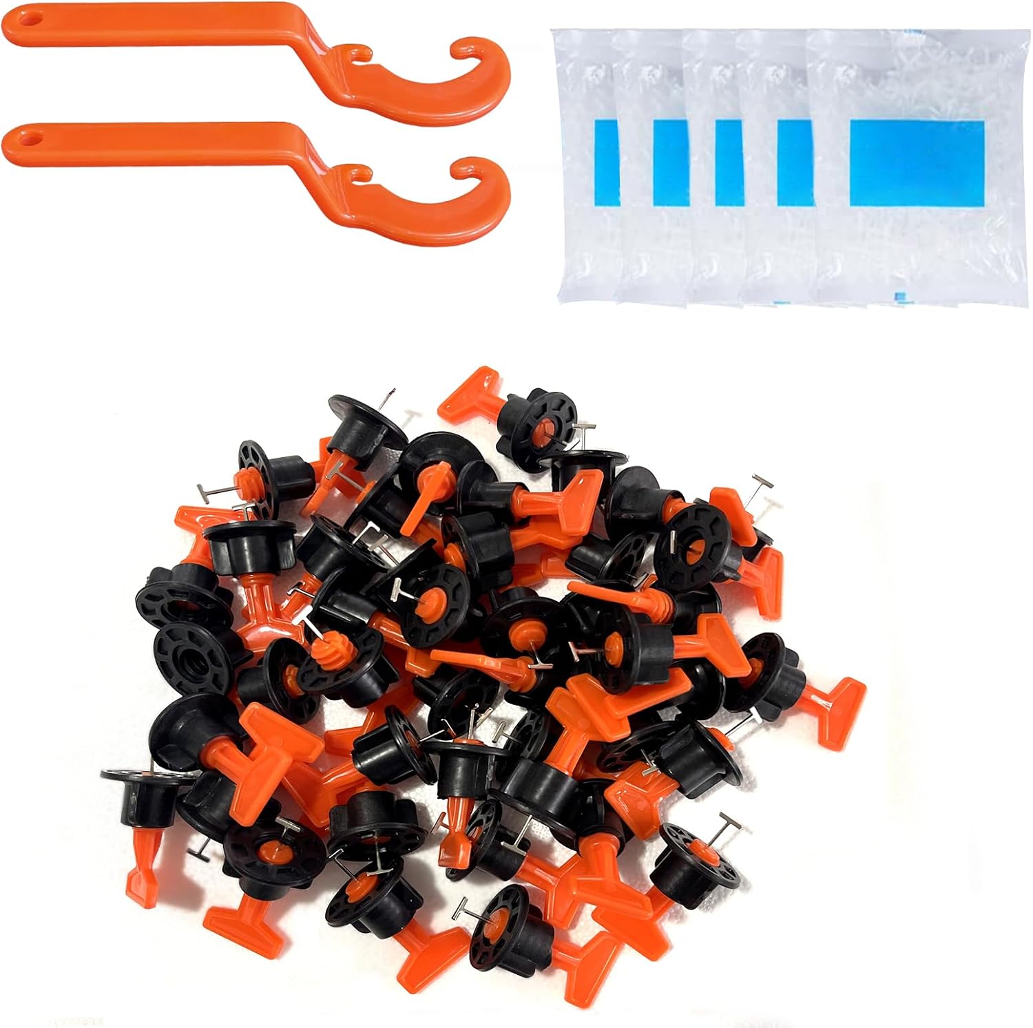 Tile Leveling System Kit,100pcs Reusable Tile Leveler Spacers+500pcs Cross-shaped Tile Spacers+2 wrenches