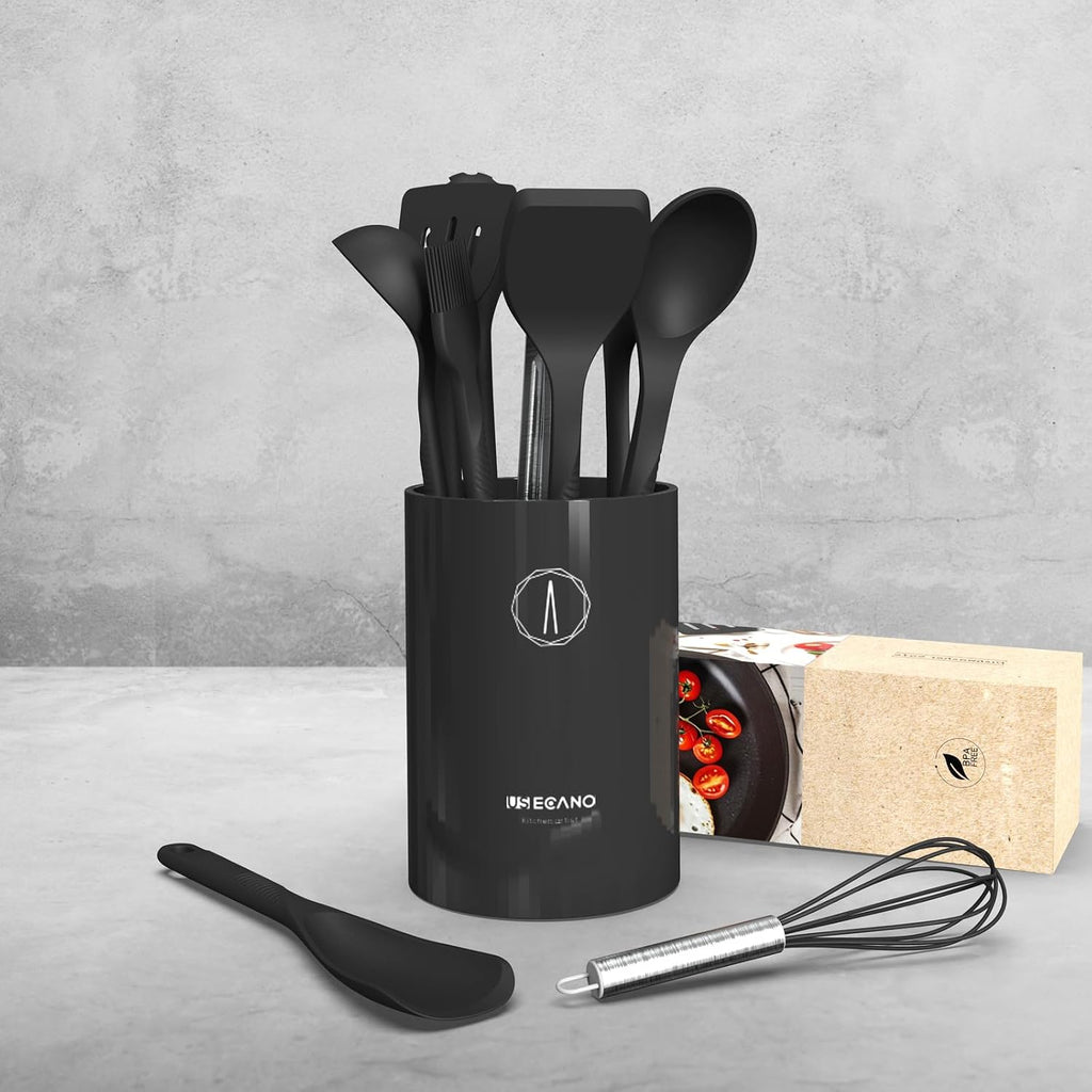 Silicone Cooking Utensils Set - 600°F Heat Resistant, Nonstick Kitchen Utensil Set with Spatulas, Spoons, Whisk