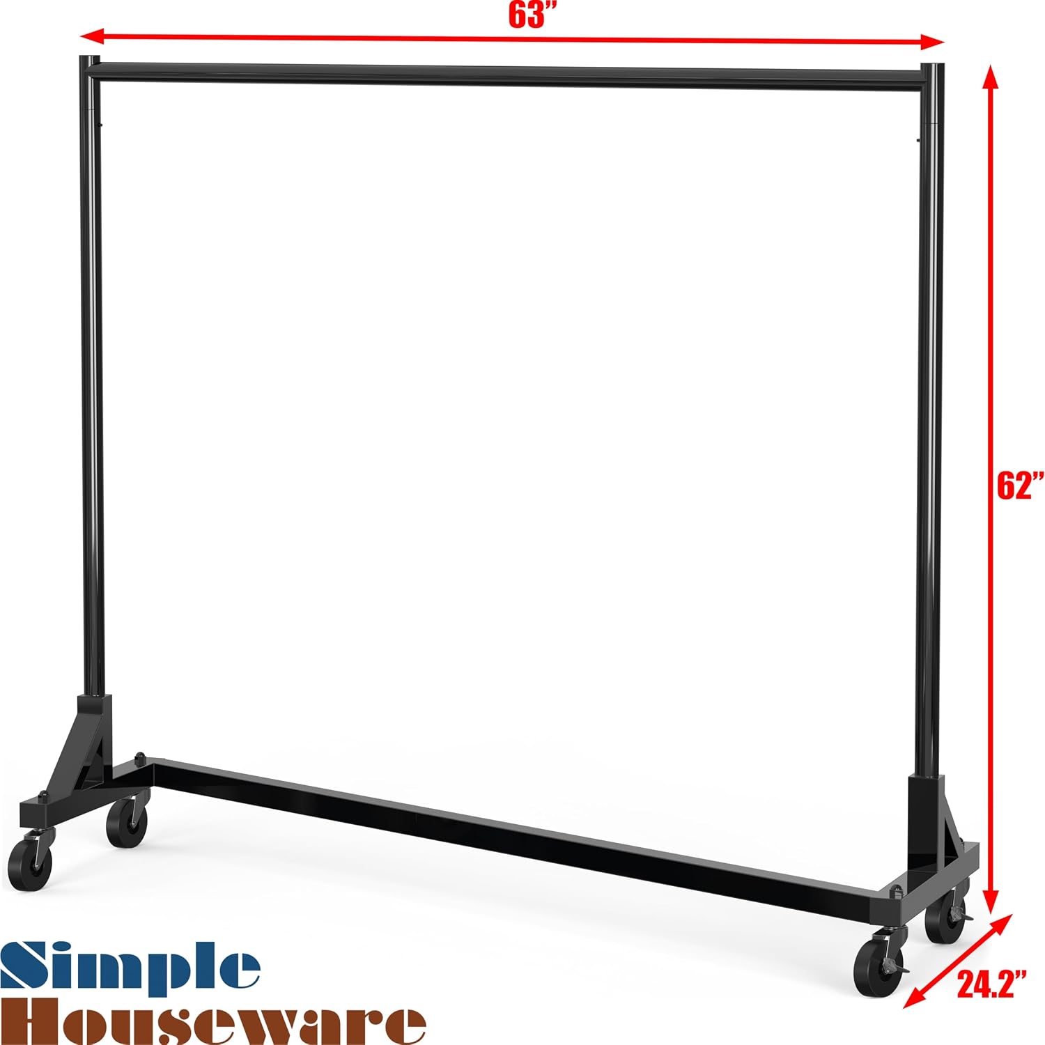 Industrial Grade Z-Base Garment Rack, 63" W/500Lb, Black