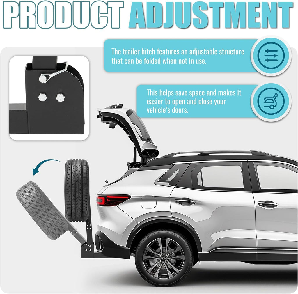 Trailer Hitch Spare Tire Carrier Compatible with Truck SUV Vans
