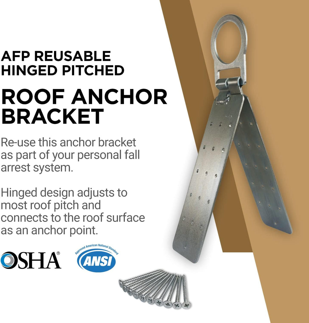 Fall Protection High Strength Alloy Steel Reusable Adjustable Hinged Pitched Roof Anchor Bracket w/Screws |