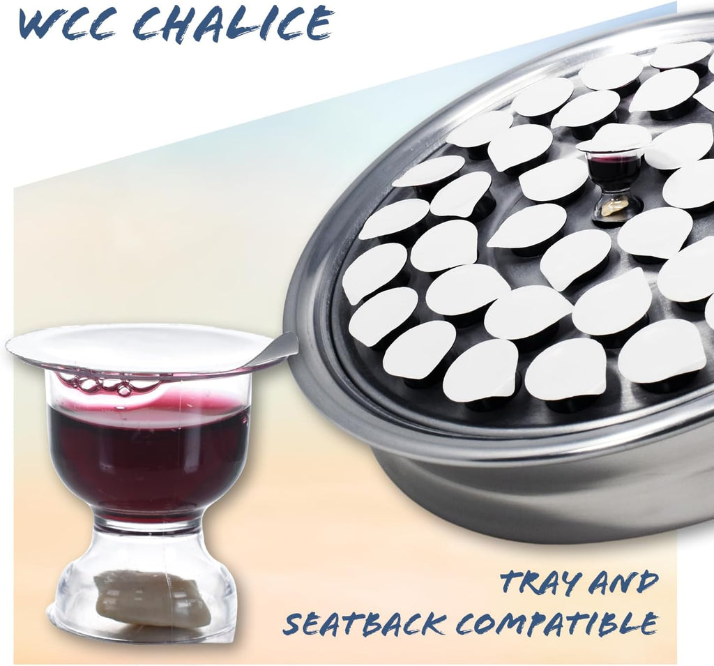 Chalice Prefilled Communion Cups 100 Count | Concord Grape Juice & Bread | Elegant Church-Ready Design | Tray &