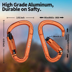Auto Locking Rock Climbing Carabiner Clips, UIAA Certified Professional 25KN (5620 lbs) Heavy Duty Caribeaners for