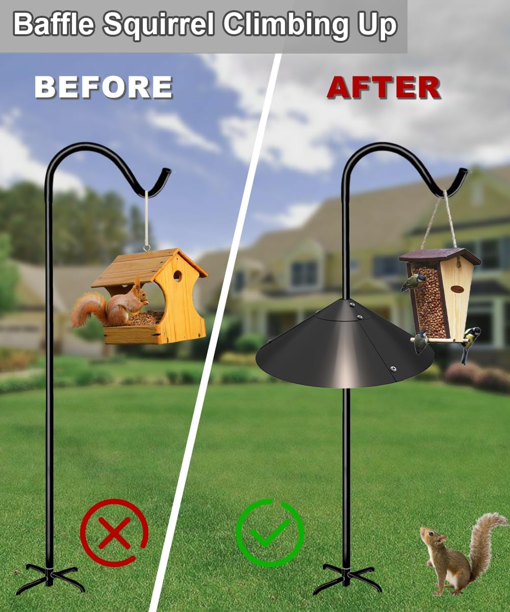 Metal Squirrel Baffle for Bird Feeder Pole, Outside Pole Mount Bird House Guard for Outdoor Shepherd’s Hook, 19 Inch