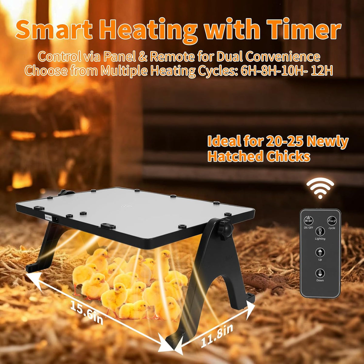 180W Radiant Chicken Coop Heater Energy-Efficient Winter Heating, Safer Alternative to Brooder Lamps, Heater with 2