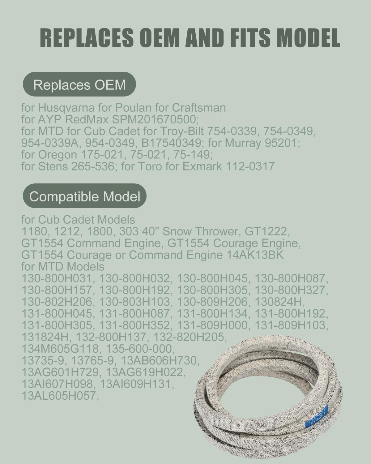 ACEBRI for MTD 954-0349 Deck Belt 754-0349 for MTD Drive Belt