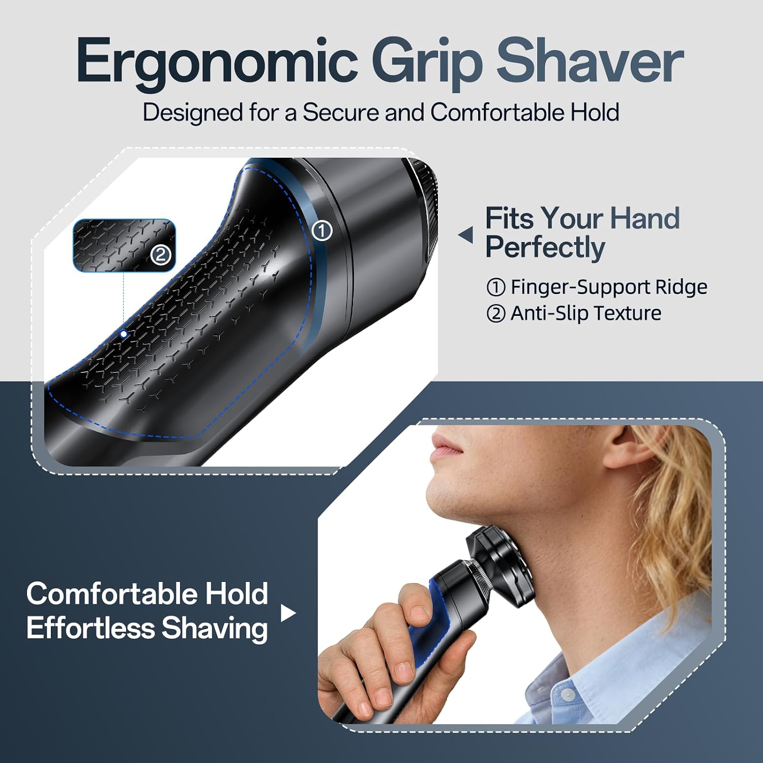 Electric Shaver for Men, 3-in-1 Rechargeable Razor and Trimmer | Face, Beard, Nose, Waterproof Wet/Dry Use, USB-C